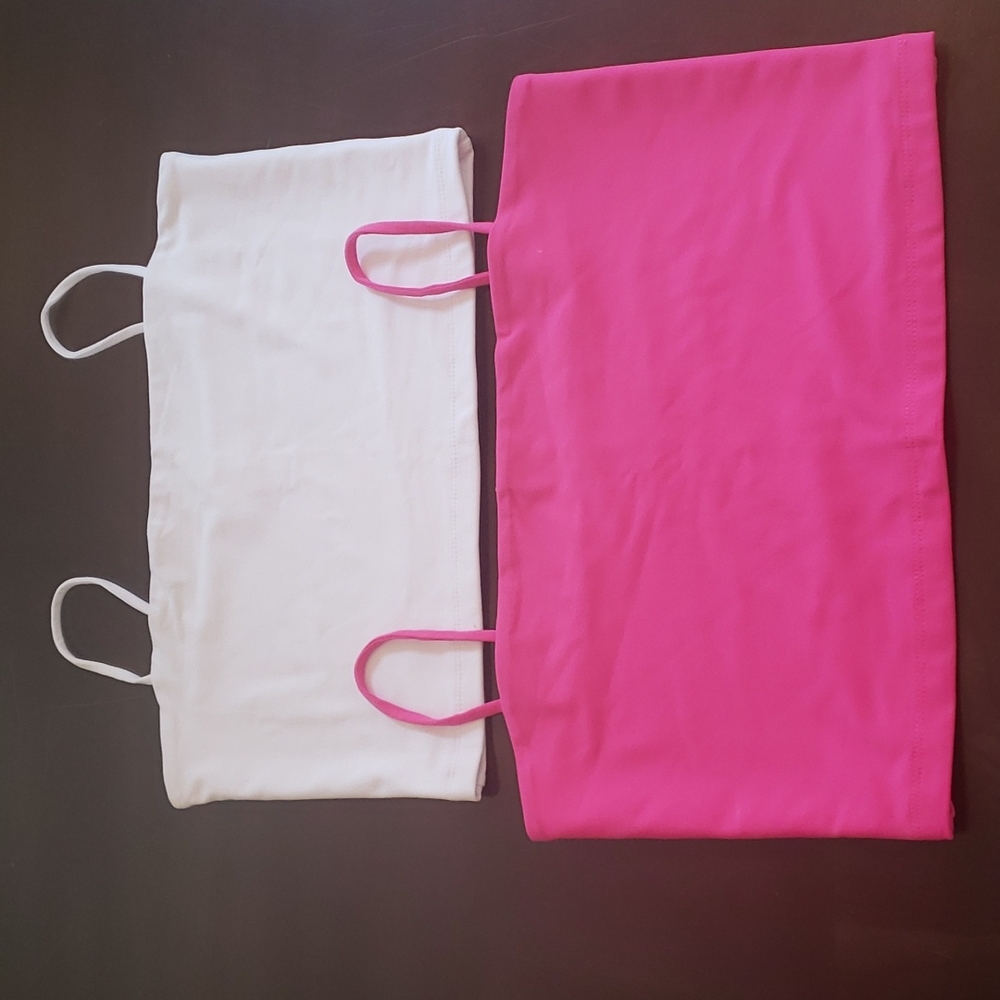 Susana Monaco White and Pink Crop Tops